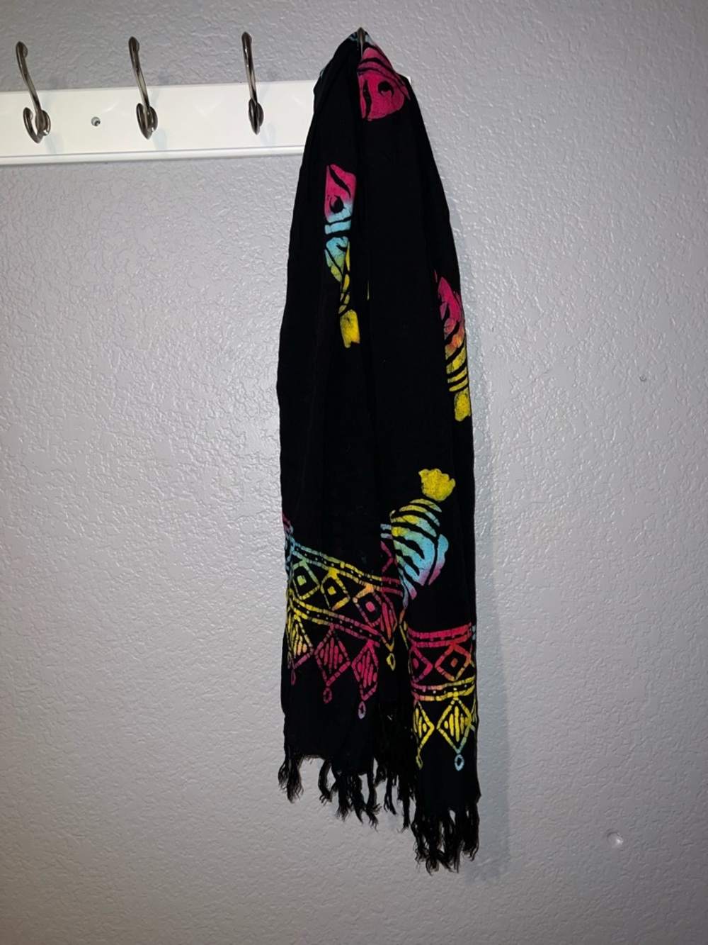 Black Sarong with Neon Tribal Print and Neon Fish